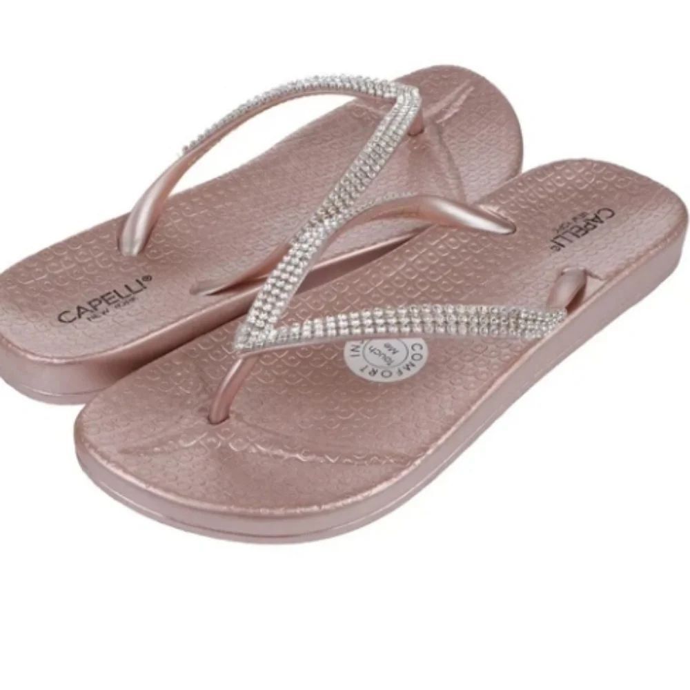 BRAND NEW CAPELLI NEW YORK RHINESTONES WOMEN"S COMFORT INSOLE FLIP FLOPS SANDAL
